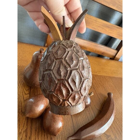 Vintage Wooden Fruit & Vegetables Hand Carved Hardwood MCM Decor - Picture 8 of 11